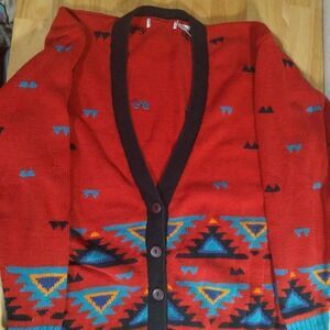 Vintage Aztec Navajo Southwest Pattern Knit Cardigan Sweater